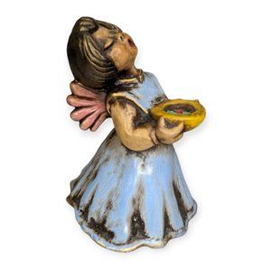 Vintage Ceramic Bozner Engle Thun Singing Angel Blue Candleholder #4